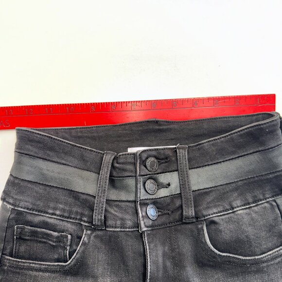 Vervet Blue Black Jeans 24 High Rise Raw Hem Super Flare Stretch Side Panel BOHO - Picture 15 of 16